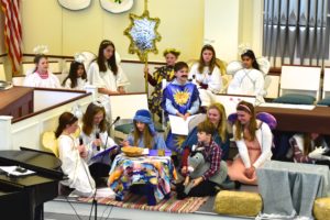 Children in a nativity pageant at Christmastime.