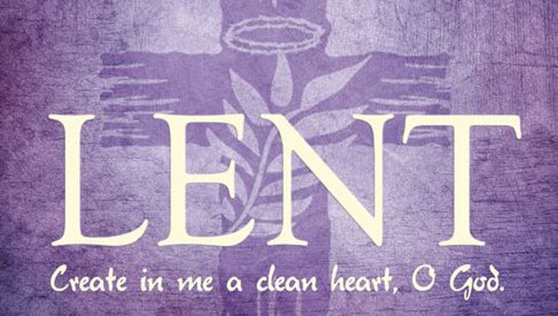 illustration of Lent theme with purple images in background